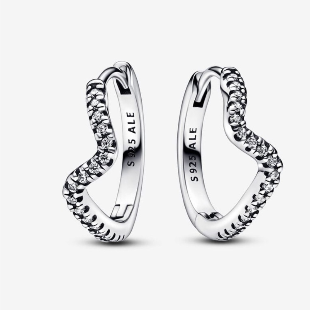 Small Hoop Wave Silver Pandora Earrings